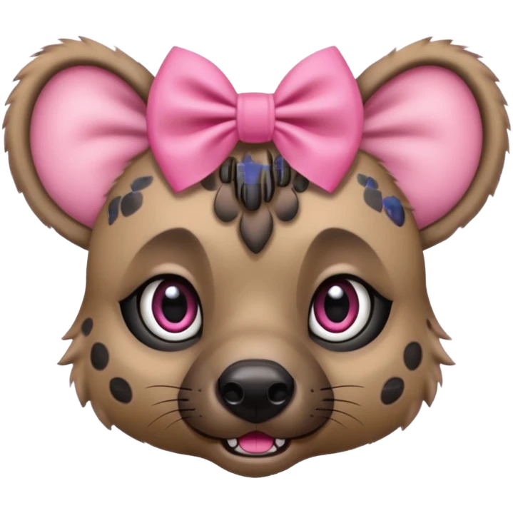 hyena with a pink bow, big sweet eyes emoji
