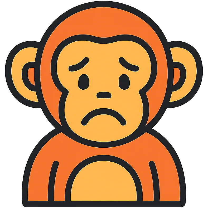 sad monkey, color outline icon style emoji