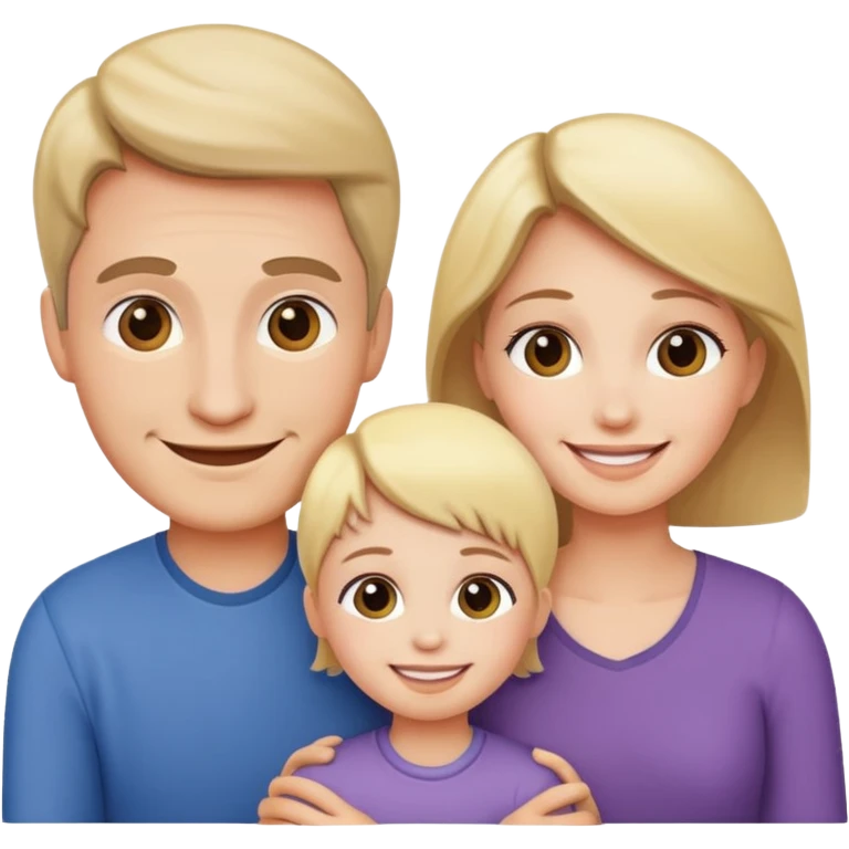 Parents holding a kid who are smiling emoji