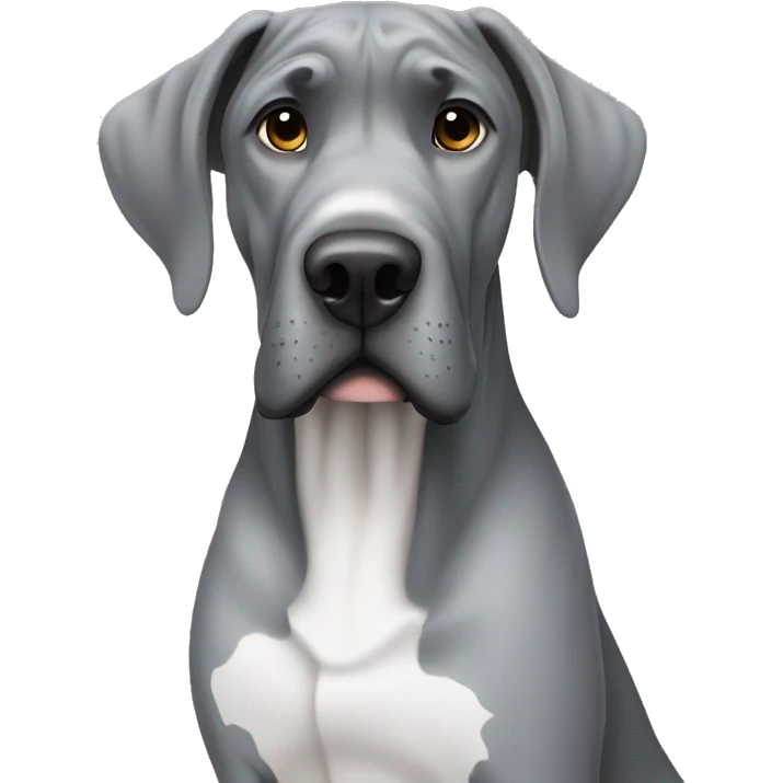 A Great Dane that is gray with a hint of blue sitting emoji