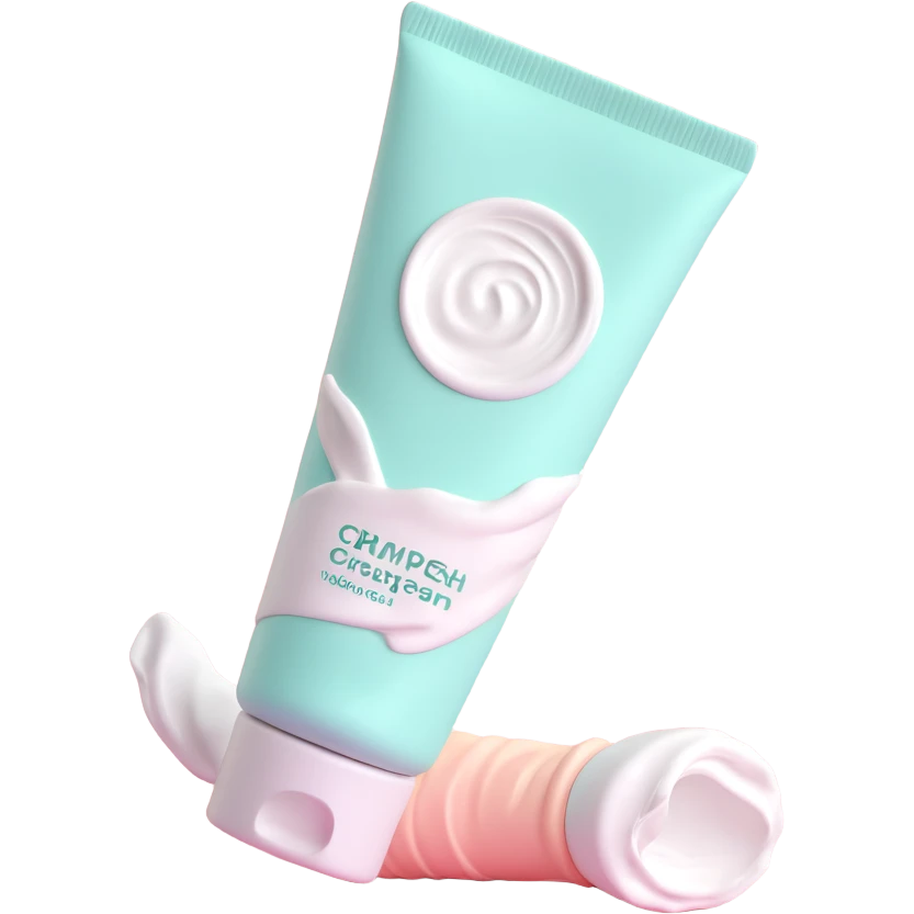 empty crumpled hand cream tube, pastel colors, very squished and wrinkled, cap on emoji