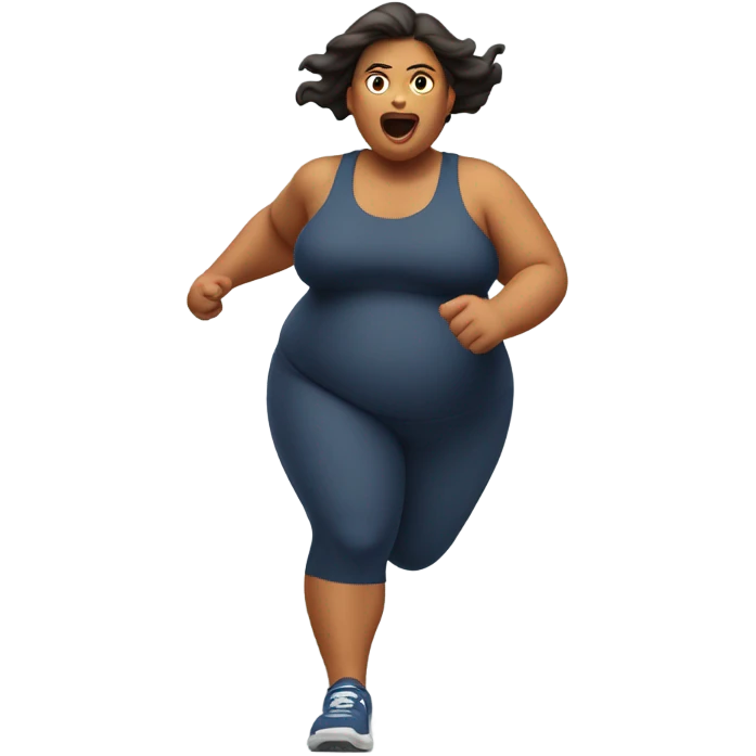 fat woman running towards the camera in a front view emoji