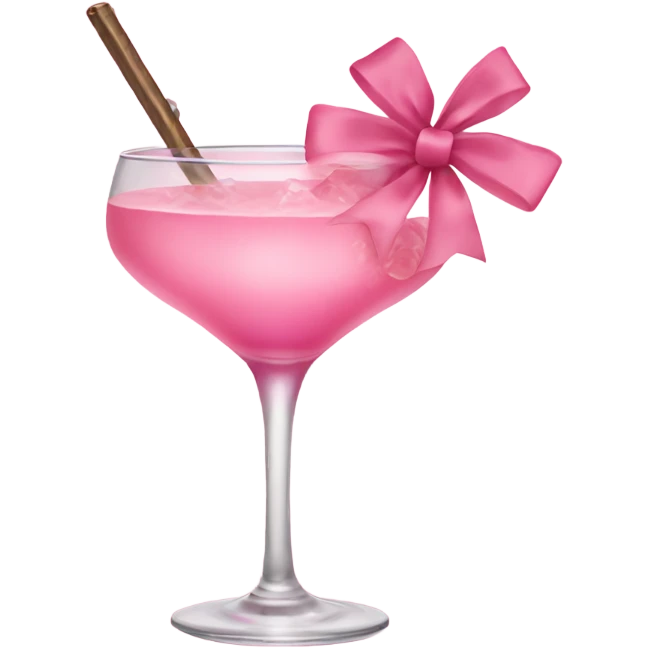 Pink Cocktail with a baby pink bow  emoji