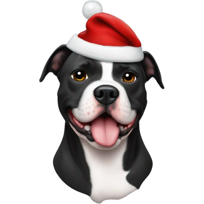 Black American staffordshire terrier with santa hat  emoji