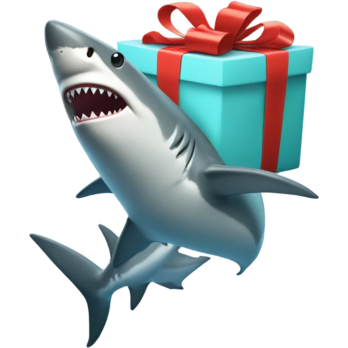 Shark with a present emoji