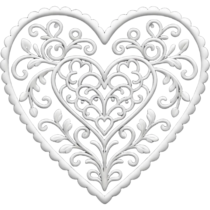 black lace heart, delicate and intricate emoji