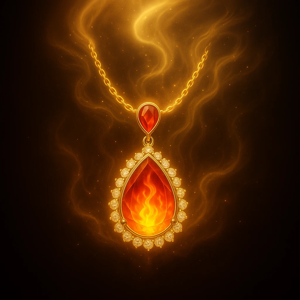 Make the necklace floating and ethereal, with a glowing aura emoji