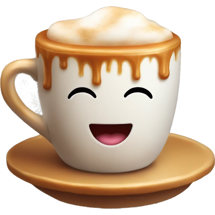 Cup of caramel coffe with marshmellow emoji