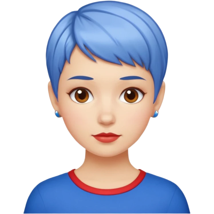 white girl pixie cut red and blue shirt emoji