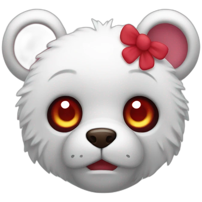 White Gloomy bear with red eyes emoji