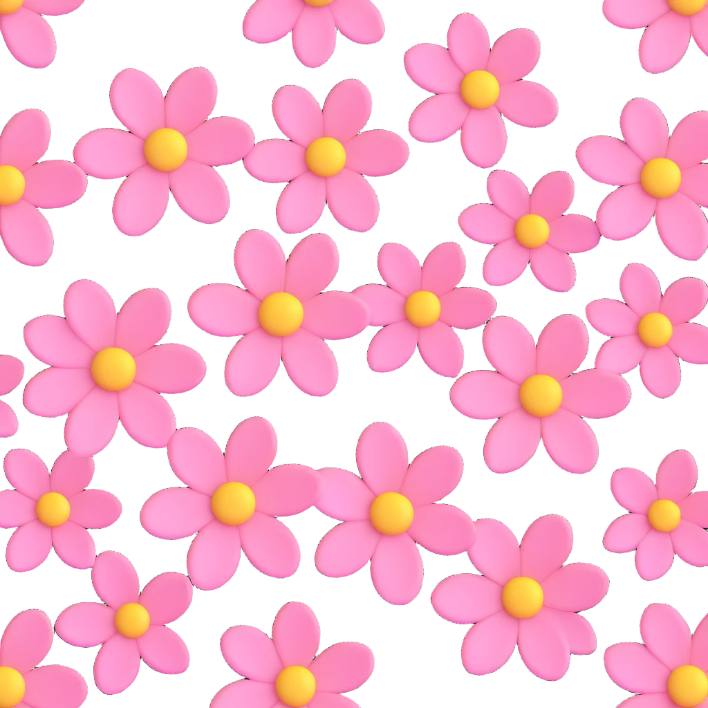cluster of soft pink flowers with yellow centers, iOS 3D style, detailed and realistic yet stylized, rounded petals, gentle glossy finish emoji