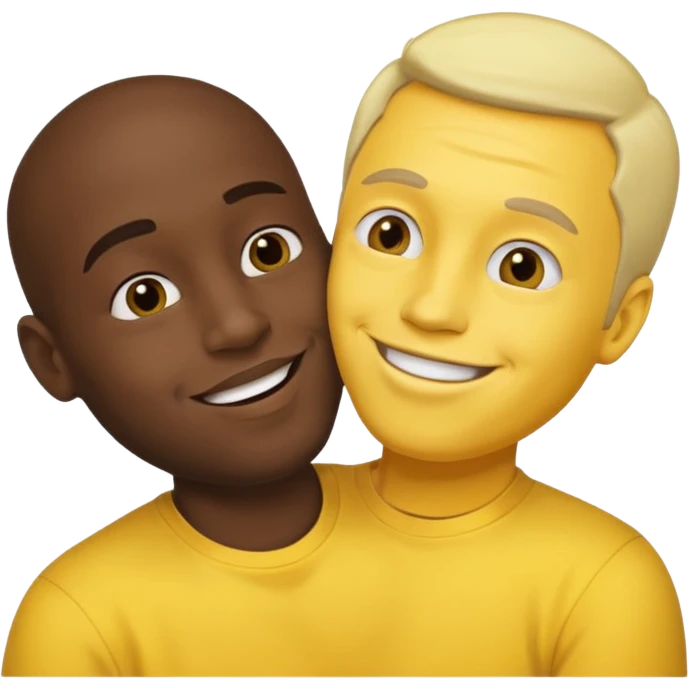 a black guy kissing a yellow guy emoji