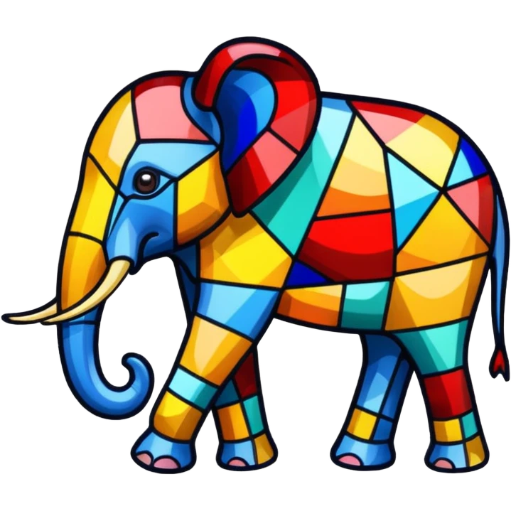 Stained glass elephant emoji