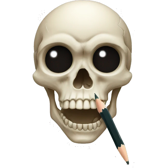 Skull with 3 eyes and a pencil emoji