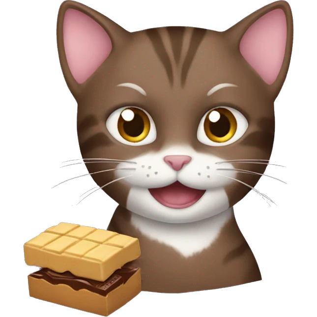 cat eats chocolate emoji
