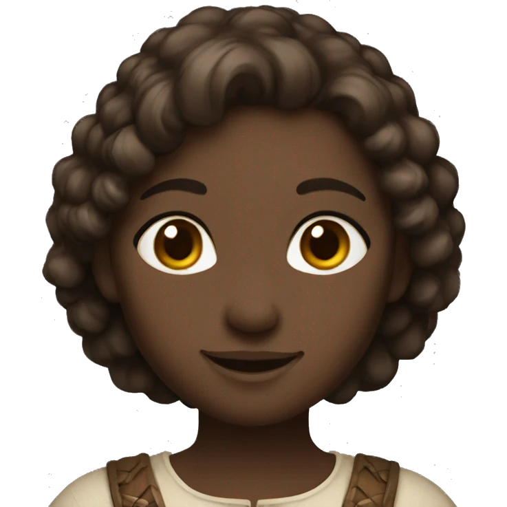 Medieval girl smiling, black skin, brown hair, hazel eyes emoji