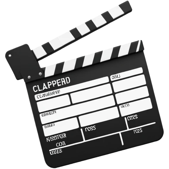 ultra simplified clapperboard, pure geometric abstraction, black and white, absolute minimum details emoji