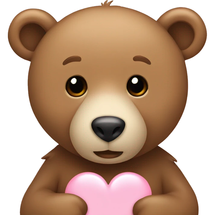 Light brown bear holding a light pink heart emoji