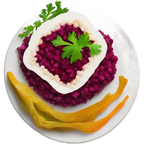 Shuba russian Layered Beet dish  with Herring emoji