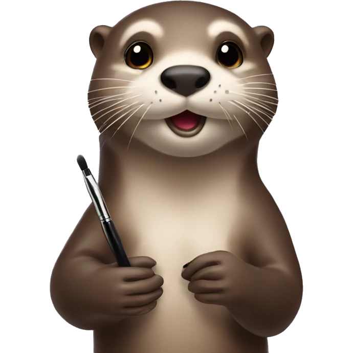 Otter putting on makeup emoji
