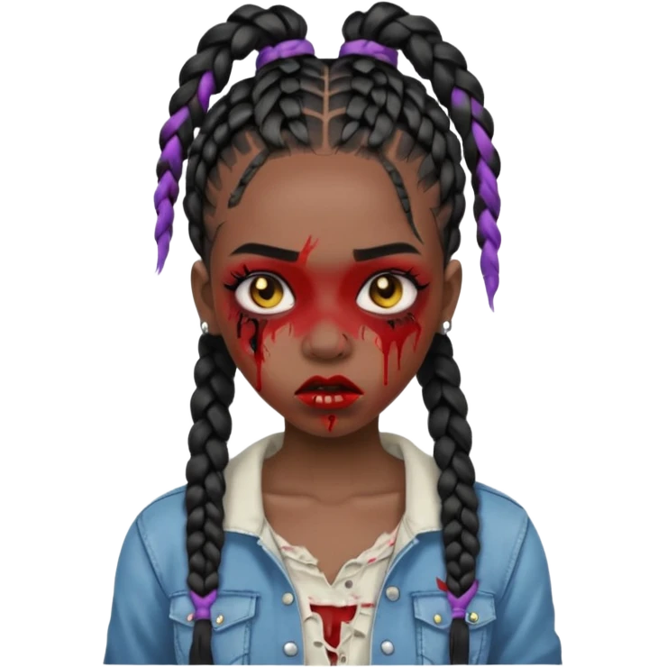 swag zombie black girl with braids emoji