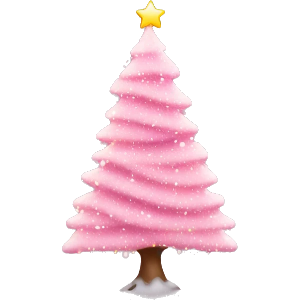 Pink Christmas tree with lights and snow  emoji