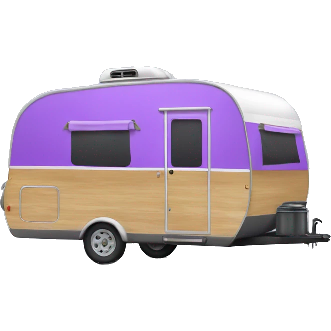 Realistic purple camping trailer isolated.  emoji