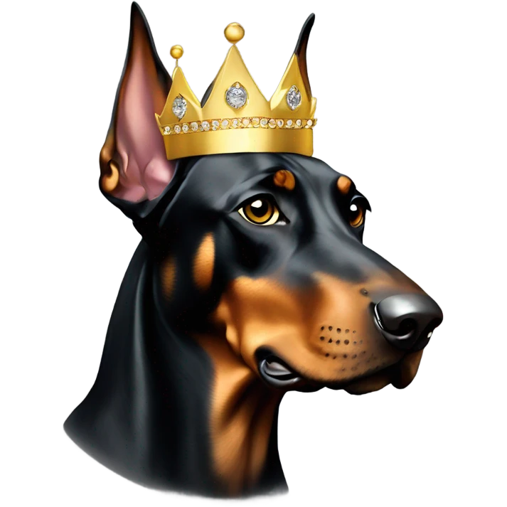 Doberman with gold crown, black diammonds emoji