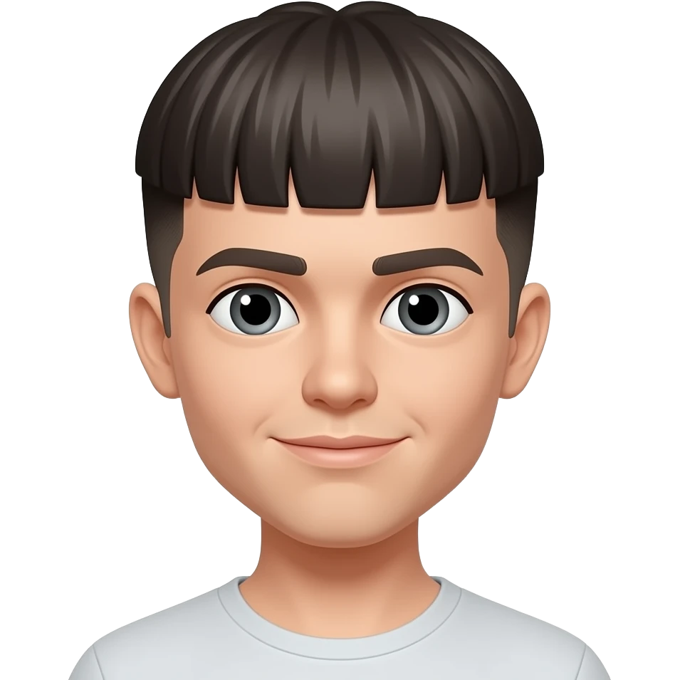 a blunt, bowl-shaped fringe paired with tapered sides emoji