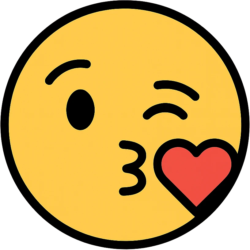 face blowing a kiss emoji, modern icon style, clean lines, simple shapes emoji