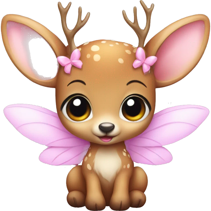 baby deer with fairy wings and a pink bow around its neck  emoji