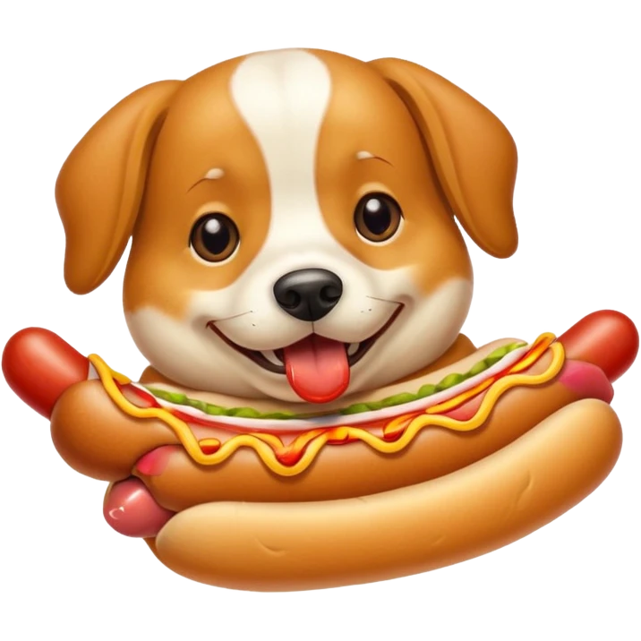 Dog eating hot dog emoji