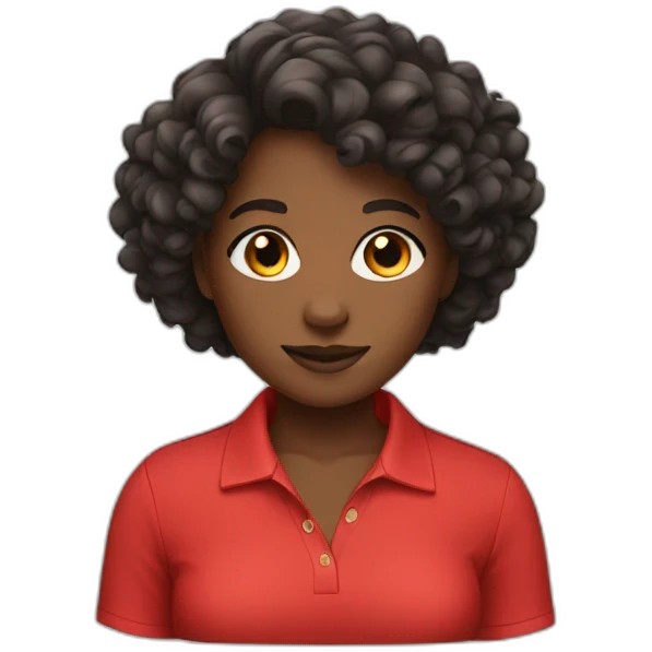 Black girl with short curly hair and a red polo shirt emoji