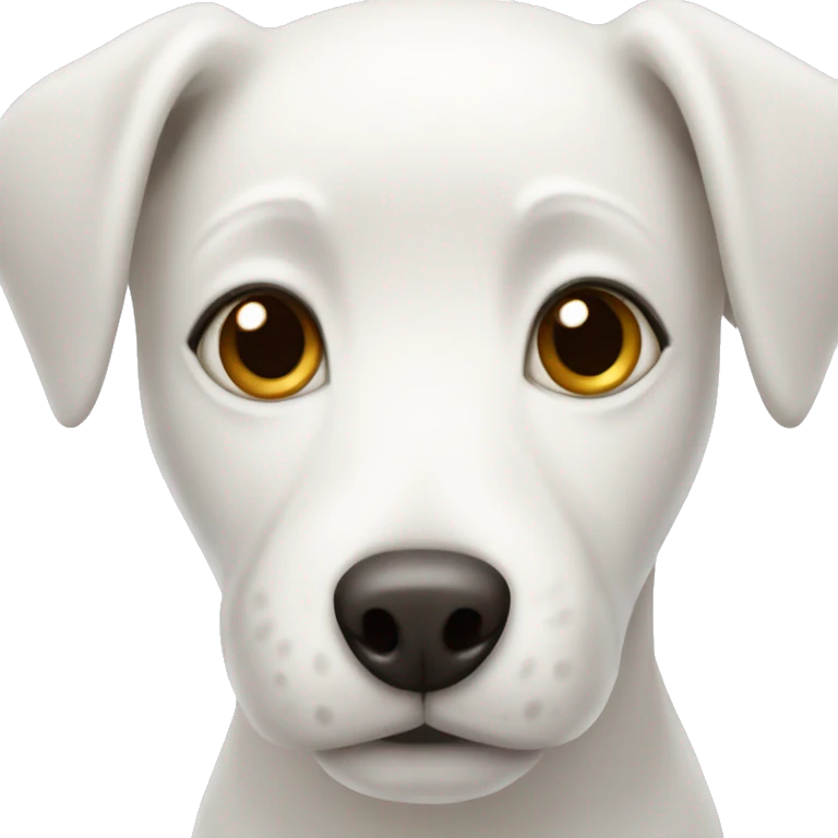 White dog with short hair and brown eyes  emoji