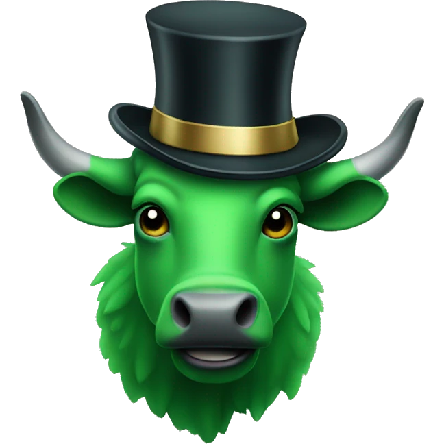 Green buffalo with a top hat emoji