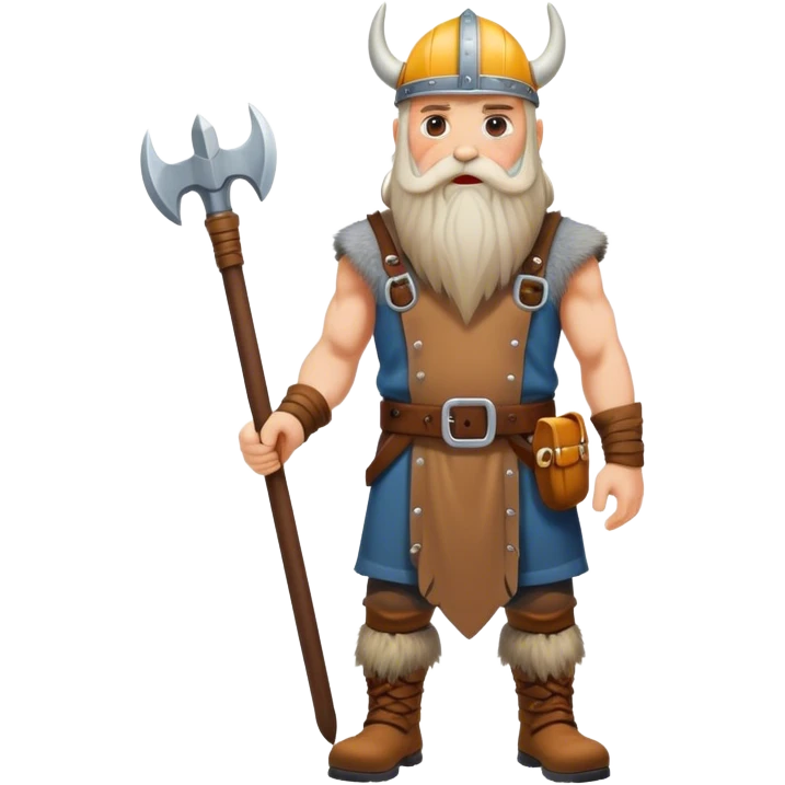 road builder full body as a viking with very long bear to the knees emoji