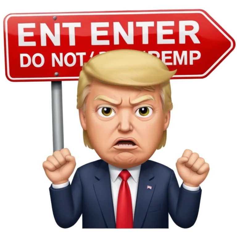 Angry Donald Trump with a do not enter sign over him emoji