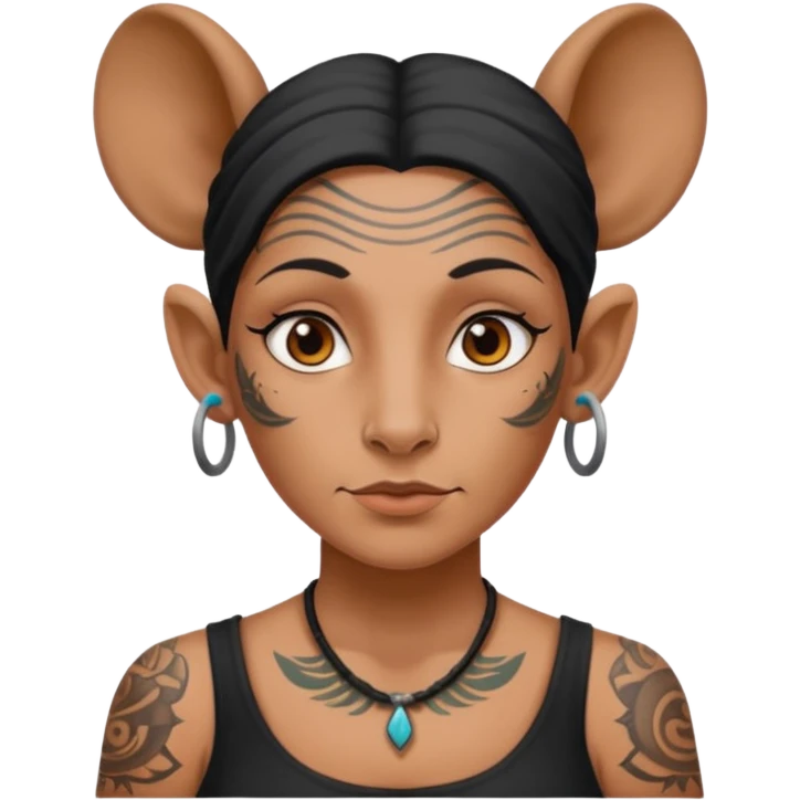 ancient woman with tatooed and blank ear emoji