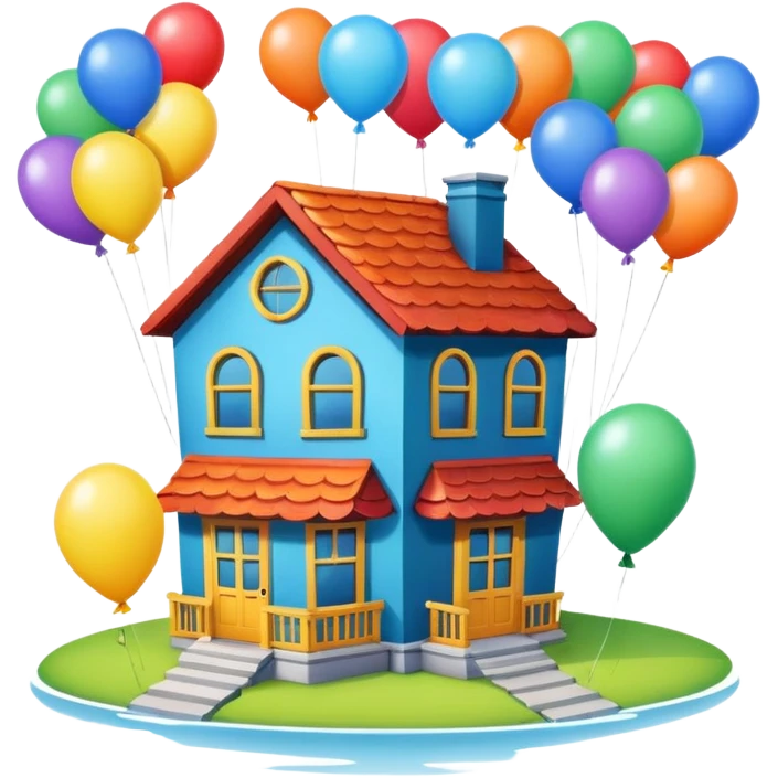 house with balloons on top emoji