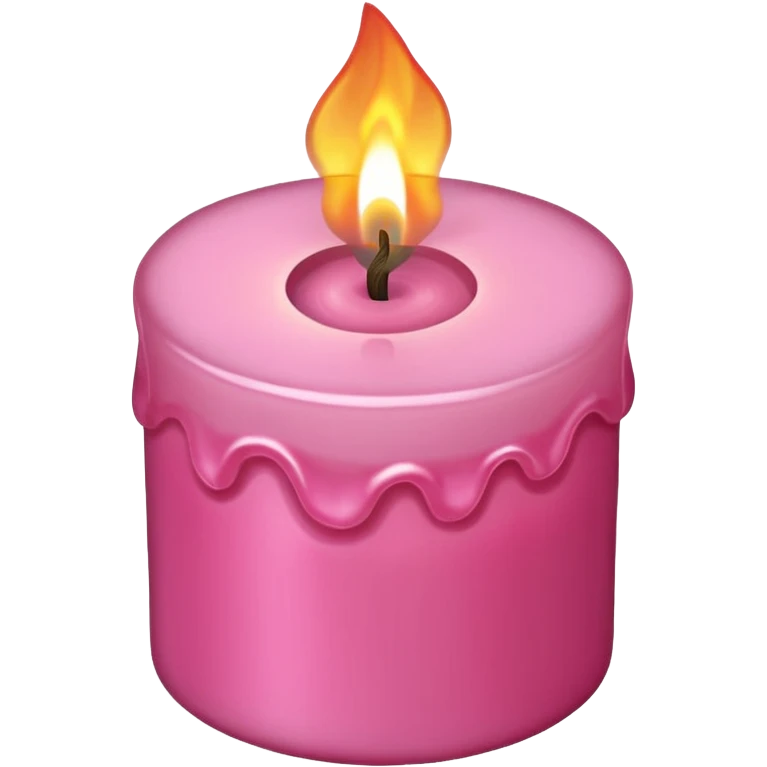 A pink candle with a flame on it, viewed from 10 degrees from above. emoji