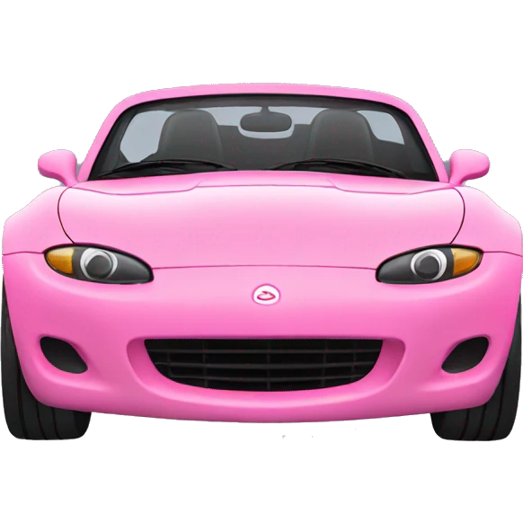 Pink miata with heart wheels emoji