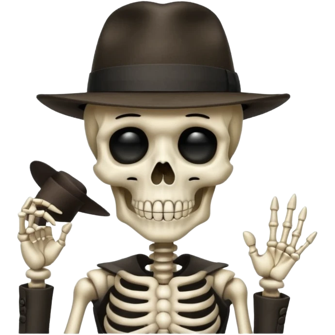 Skeleton wearing hat saying shh emoji