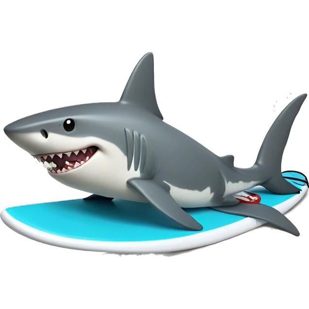 shark on a surfboard with a gun emoji