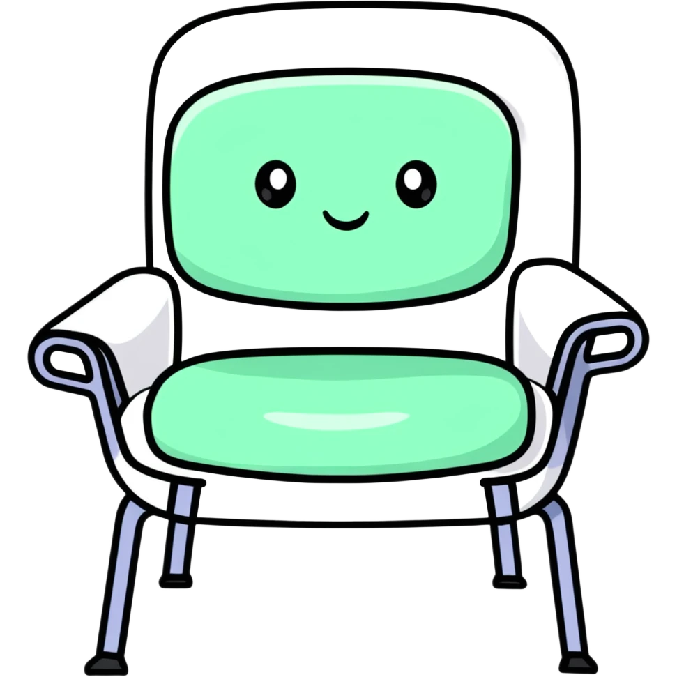 friendly cartoon chair with open arms, inviting someone to sit emoji