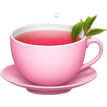Pink tea with a sprig of sakura emoji