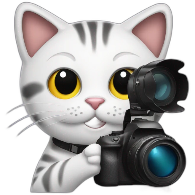 happy Cat Holding dslr emoji