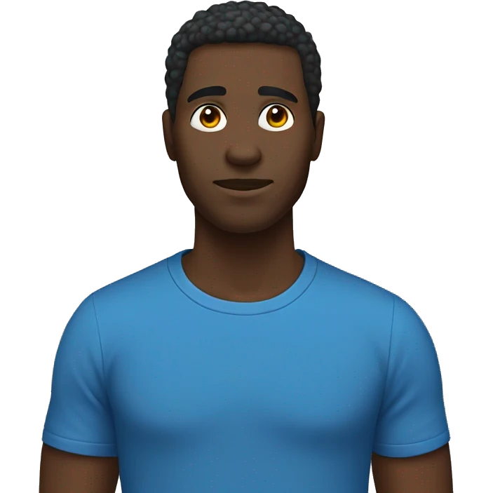 a black man he got blue t shirt and its have a owl in his right shoulder emoji