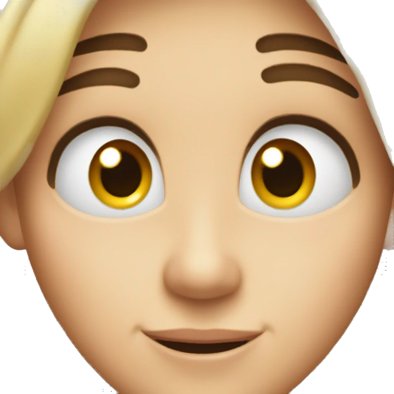 slightly smile, brows suggesting happiness emoji