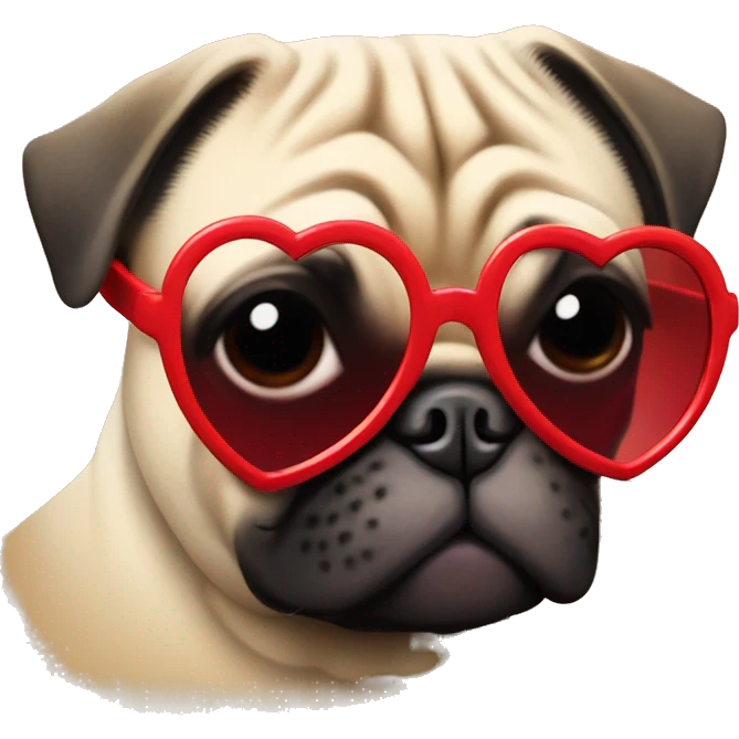 Pug with red heart shaped sunglasses  emoji