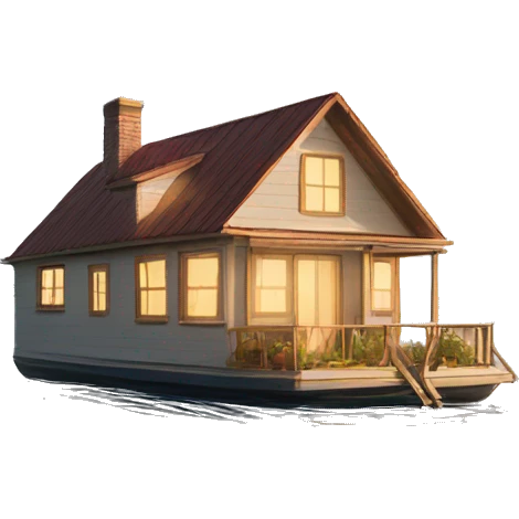 Floating home on river launch champagne  emoji